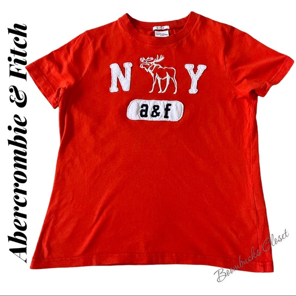 Abercrombie and Fitch Boys Orange T shirt , Embroidered Logo. Size M 100% Cotton - Picture 2 of 11